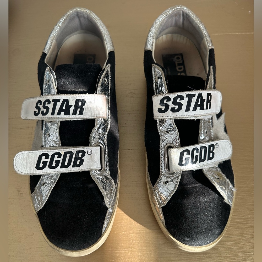 Golden Goose Black & Silver SSTAR GGDB Velcro Sneakers, Sz. 8 - Picture 2 of 16